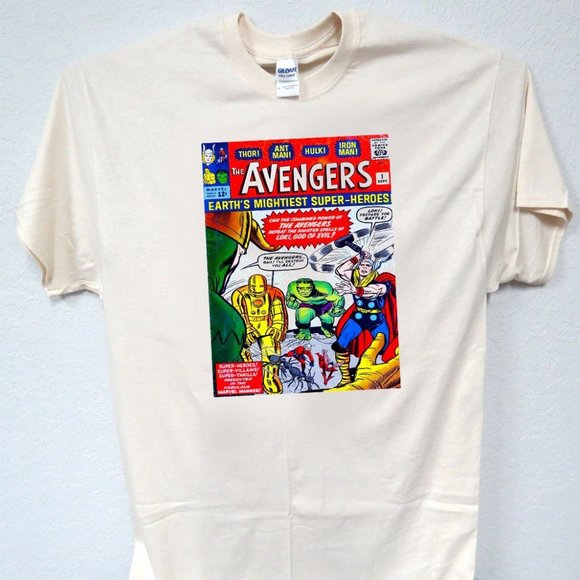 AVENGERS, SUPER HEROS COMIC BOOK COVER MENS TEE T-155 - Picture 1 of 4